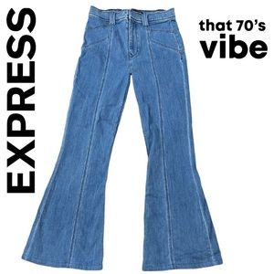 EXPRESS BELL FLARE SUPER HIGH RISE SIZE 4R STRETCH 70s VIBES NO POCKETS